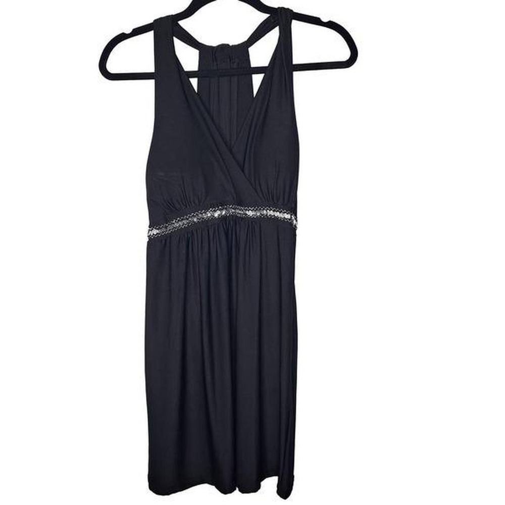 Fredericks Of Hollywood Dress Womens L Black Beaded Waist Halter Slip Nightgown